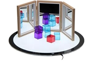 SZREGGIO Small Size Wooden Mirror for Toddler Light Table Play Unbreakable Acrylic Mirror with 3 Panels for Preschool Classro