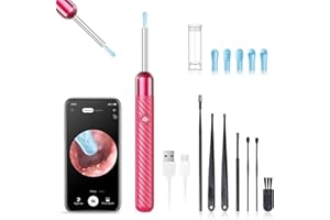 LEIPUT Ear Wax Removal - 1080P Camera Earwax Remover Tool - Ear Canal Cleaner - Ear Cleaning Kit - Ear Camera for iOS & Android (Pink)