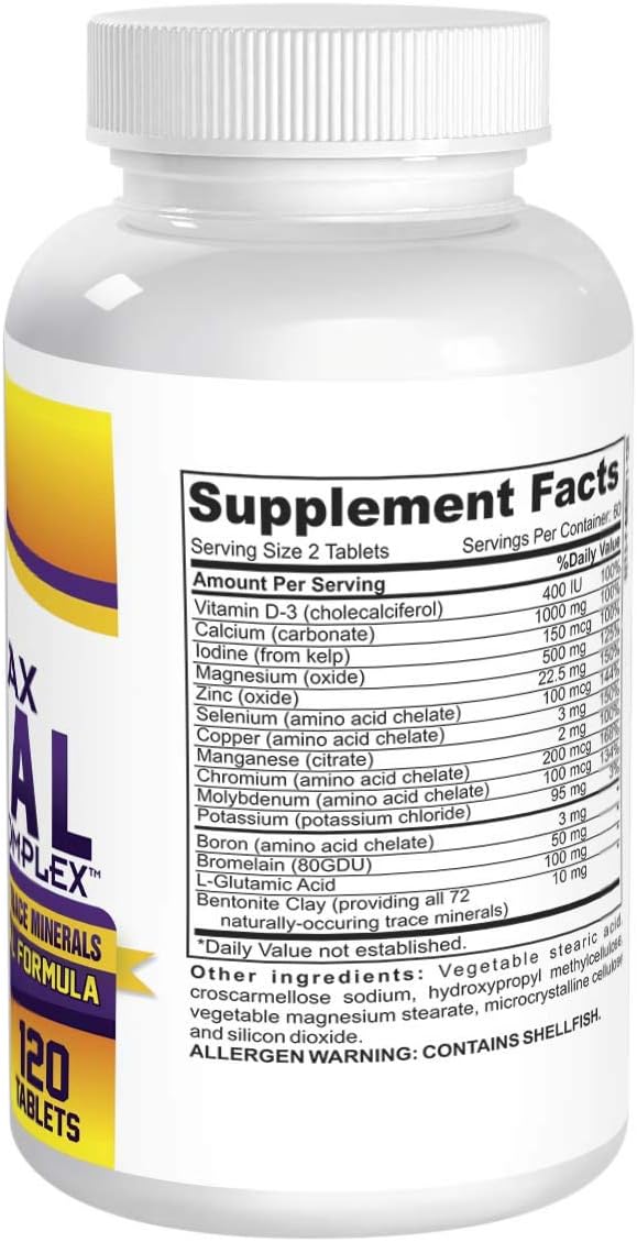 2-Month Multi Mineral Supplement (Iron Free) with 72 Trace Minerals - Supplements - Natural Multiminerals - Multimineral Complex - 120 Tablets: Health & Personal Care