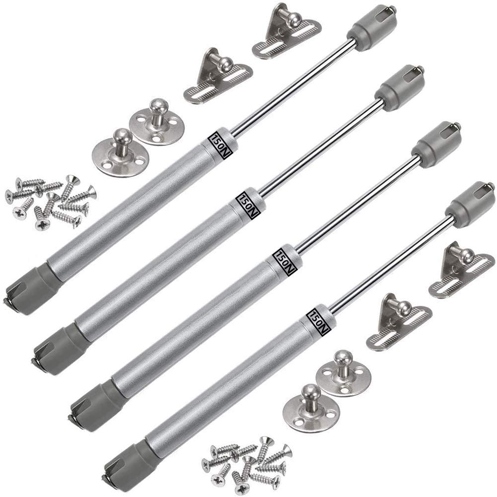 BETOY 4 Pcs Gas Strut Lift Support Hydraulic Gas Cabinet Door Lift Gas Spring, Gas Spring, 150N / 33lb / 15KG, Gas Strut, Gas Shocks, Soft Close Hinges, Toy Box Hinges, Lid Support