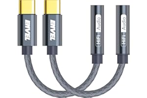 ENVEL USB C to 3.5mm Female Headphone Adapter, 2 Pack Type C to Aux Audio Dongle Cable Compatible with iPhone 15 Pro Max Samsung Galaxy S23 S22,iPad Pro 2022/2021/2020,Google Pixel 5/6/7