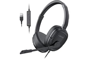 LEVN Headset with Mic, Headset with Microphone for PC, Wired Headphones with Mic,USB Headset with Noise Cancelling Microphone for Work from Home/Office/Call Center/Online Class/Teams Zoom Meetings