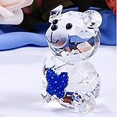 gifthub Crystal Bear Statue, Beautiful Glass Bear Decoration Cute Red Love Little Statue Home Decoration Dining Table Animal Collection, Red Love Transparent Decoration(D)