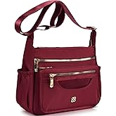 CAAORDKSO Messenger Bag for Women Nylon Waterproof Shoulder Purse Crossbody Bag Lightweight Travel Bag with Multiple Pockets