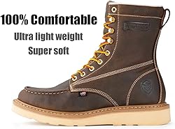 SUREWAY Mens 8 in Wedge Moc Soft/Steel Toe Work