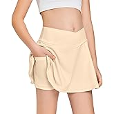 Girls Tennis Skirt with Pockets Shorts Crossover High Waisted Athletic Skorts Workout Golf Running Skirts