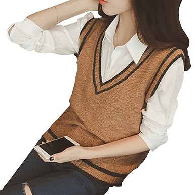 Amazon ノーブランド品 ベスト ニットベスト ニット ブイネック