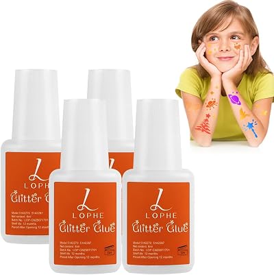 LOPHE 4pcs Glitter Adhesive Skin Glue Strong Hold Quick Dry Water Based