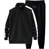 JMIERR Men's 2 Piece Casual Outfits Quarter Button Lightweight Sweatshirt Tracksuit & Joggers Sweatpants Sweatsuit Set