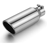 Wabuiltown Exhaust Tip 2.5" Inlet 4" Outlet 12" Long, High Performance Stainless Steel, Rustproof Polished Finish, Rolled Angle Cut, Bolt-On Diesel Tail Pipe, Universal for Car Truck