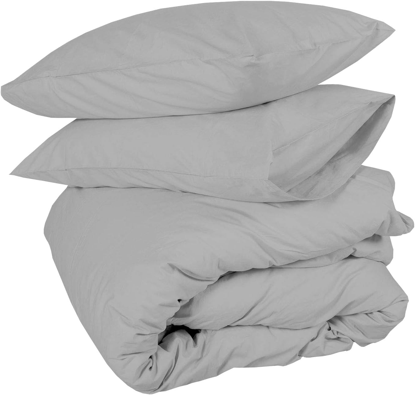 British Choice Linen Duvet Cover Set Emperor, Light Grey Solid 3 Piece Duvet Set (1 Duvet Cover + 2 Pillow case) - Hotel…
