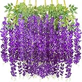 12 Pack Artificial Flowers Silk Wisteria Vine Ratta