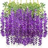 12 Pack Artificial Flowers Silk Wisteria Vine Ratta