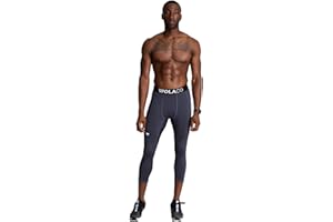 WOLACO Fulton 3/4 Compression Pant Athletic Baselayer Running Tights for Men