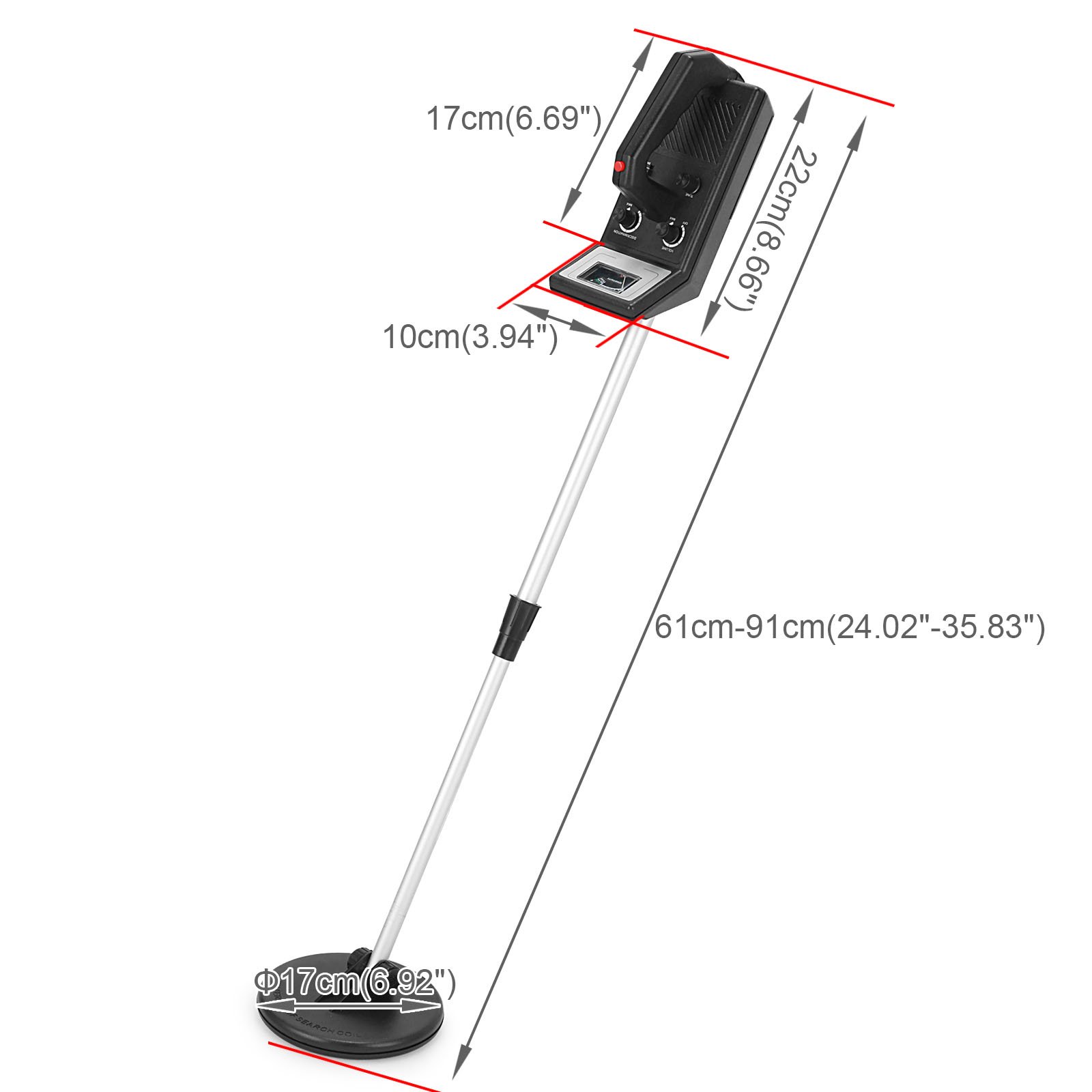 Voilamart Metalldetektor Metallsuchgerät Pinpointer,LCD-Bildschirm Diskrimination Funktion wasserdichter Suchspule mit Faltschaufel und Tragetasche Geschenk für Kinder Profis Einsteiger