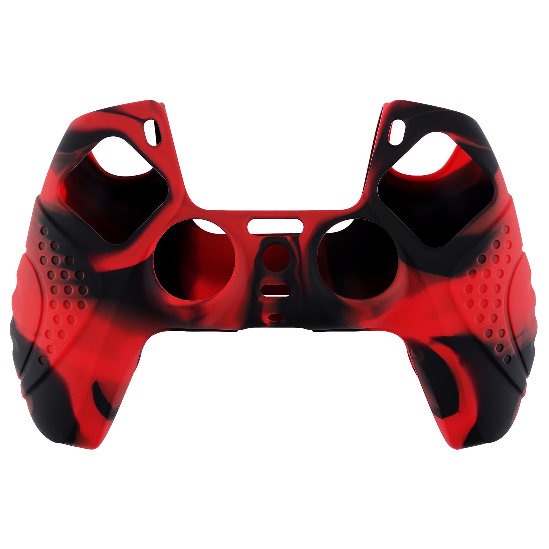eXtremeRate PlayVital Guardian Edition Ergonomic Soft Anti-Slip Controller Silicone Case Cover for ps5, Rubber Protector Skins with Black Joystick Caps for ps5 Controller - Red & Black