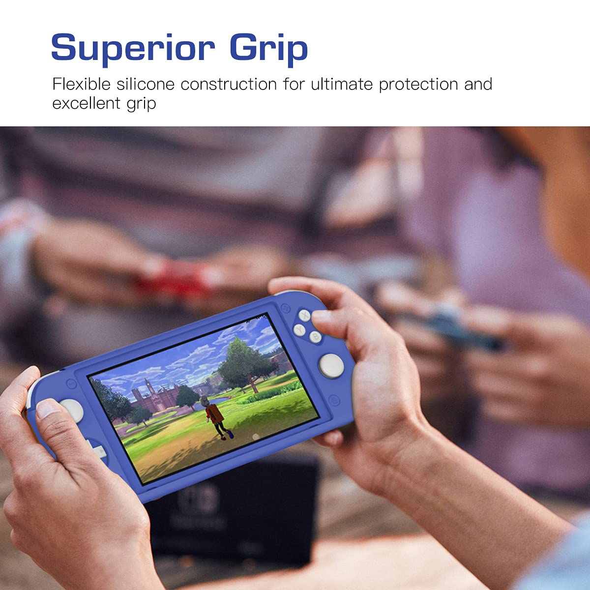 MoKo Protective Case for Switch Lite, Silicone Cover, Shock-Absorption Anti-Scratch Non-Slip Case - Blue