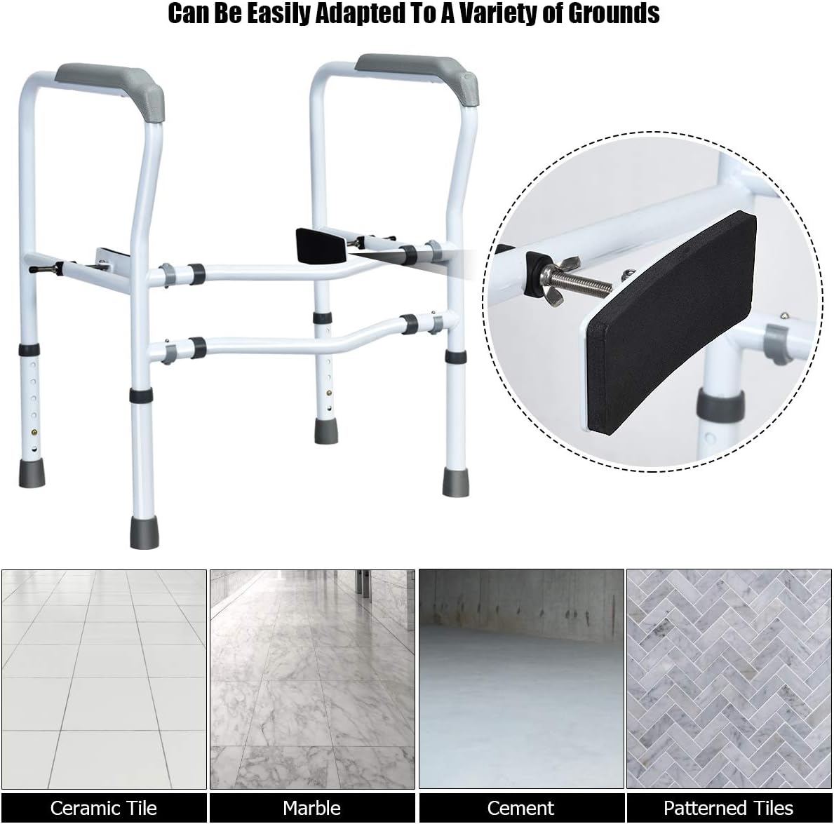 Giantex Toilet Safety Rail Free Standing Toilet Rail W/ 360°Rotatable Clip,Adjustable Height & Width Toilet Armrest 300 LBS Weight Capacity for Disable Elderly Bathroom Toilet Safety Rail: Health & Personal Care