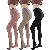 SAFSOU 3 Pairs Black Tights for Women, 80D Tummy Compression Plus Size Tights, Control Top Microfiber Pantyhose