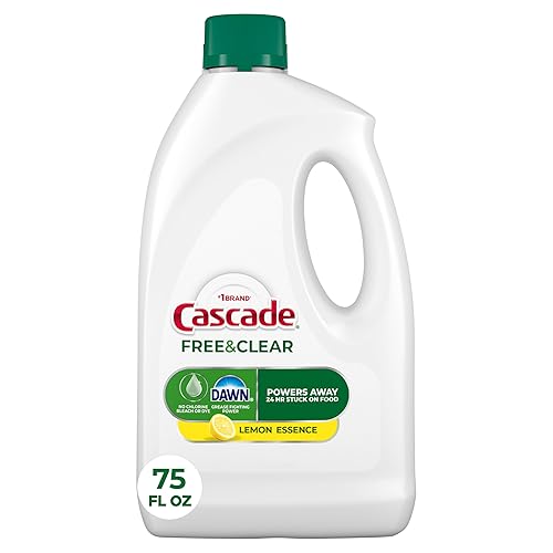 Cascade Free & Clear Dishwasher Detergent Liquid Gel, Dish Detergent, Dishwasher Soap, Lemon, 75oz