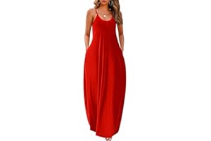Wolddress Womens 2025 Casual Sleeveless Sundress Plus Size Loose Plain Long Summer Beach Maxi Dress with Pockets S-5X