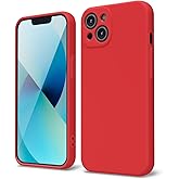 oakxco for iPhone 13 Phone Case Liquid Silicone, Cute Thin Slim Soft Rubber TPU Plain Smooth Gel Cover for Women Girl Aesthetic Design, Matte Solid Protective & Shockproof Bumper Grip，Red