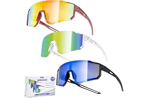Gelapa 3 Pack Kids Sunglasses for Boys Girls Aged 5-16, UV400 Protection Youth Sports Sunglasses for Baseball Cycling Climbin