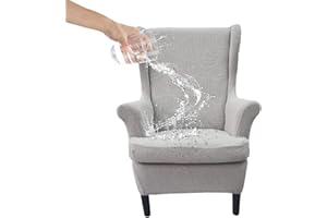 HAOYONG Waterproof Wing Chair Slipcovers Stretch Wingback Chair Covers 2 Pieces Wingback Armchair Removable Slipcover Chair Slip Covers Washable Armchair Protector Cover for Living Room and Bedroom