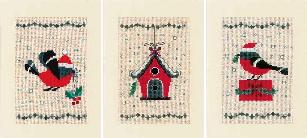 Vervaco Christmas Cross Stitch, Christmas Bird and House (18 Count)