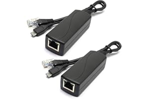 ANVISION 2-Pack Active 5V 2.4A PoE Splitter, IEEE 802.3af Compliant Micro USB 48V to 5V/2.4A for Tablets, Dropcam or Raspberr