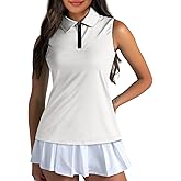 POLERO Sleeveless Women Golf Shirts Zip Up V Neck Workout Tops with Collar Casual Athletic Shirt