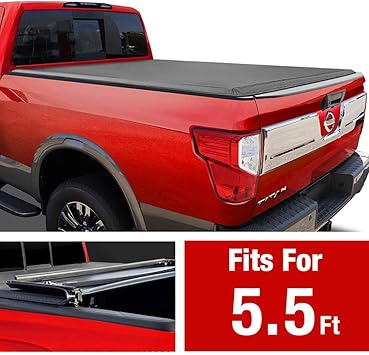 Amazon Com Maxmate Soft Tri Fold Truck Bed Tonneau Cover Compatible With 2017 2021 Nissan Titan Without Titan Box Fleetside 5 5 Bed Automotive