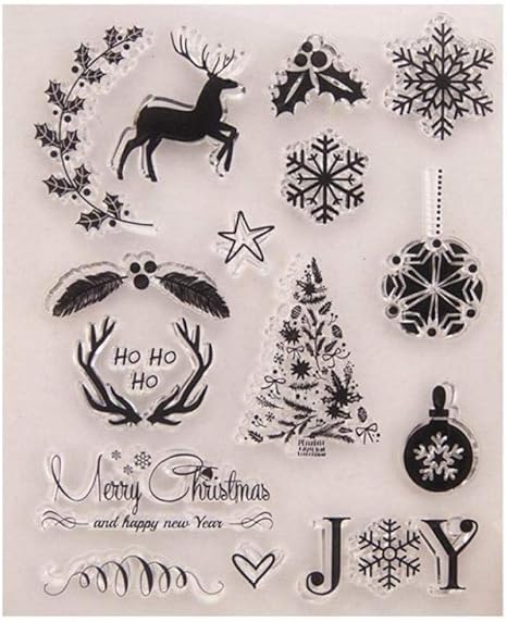 Amazon Co Jp スタンプ トナカイ メリークリスマス 雪の花 スター シリコン 判子 印章 印鑑 新年 冬 Winter クリスマス飾り 洗い可能 繰り返し使用 装飾 手帳 手紙用 プレゼント ホーム キッチン