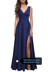 MUSHARE Women's V Neck Sleeveless Split Formal