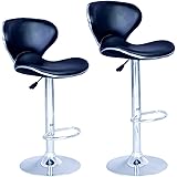 New Modern Adjustable Synthetic Leather Swivel Bar Stools Chairs-Sets of 2