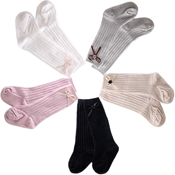 Buy 5 Pairs Baby Girls Little Girl Knee High Socks Cute Tube Stockings