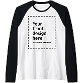Custom Front & Back Print Raglan Baseball Tee with Your Image for Men and Women by Modify by Amazon Merch on Demand