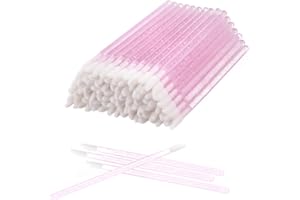 Elisel 100 Pcs Disposable Crystal Lip Brushes Make Up Lip Brushes Lipstick Lip Gloss Wands Eyeshadow Brushes Applicator Tool Makeup Beauty Tool Kits (Pink)