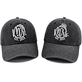 2PCS Matching Mr and Mrs EST 2025 Hats for Couple Gifts, Adjustable Cotton Vintage Embroidered Baseball Caps