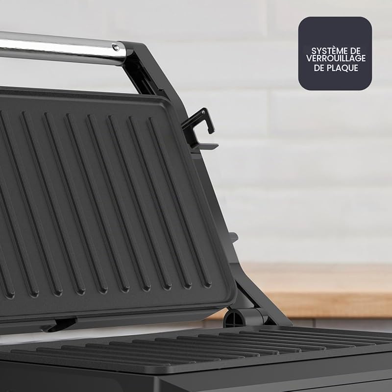 – Grill BXGR1001E | 1000W | Ouverture 180º | Plaques 23x14,5 cm avec blocage | Ddouble couche antiadhésif sans PFOA | Couvercle flottant | Bac récupérateur | Voyants lumineux | Cool-touch