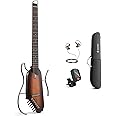Donner HUSH I Guitar For Travel - Portable Ultra-Light and Quiet Performance Headless Acoustic-Electric Guitar, Mahogany Body with Removable Frames, Gig Bag, and Accessories Natural