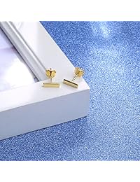 18K Gold Plated Sterling Silver Gold Bar Stud Earrings