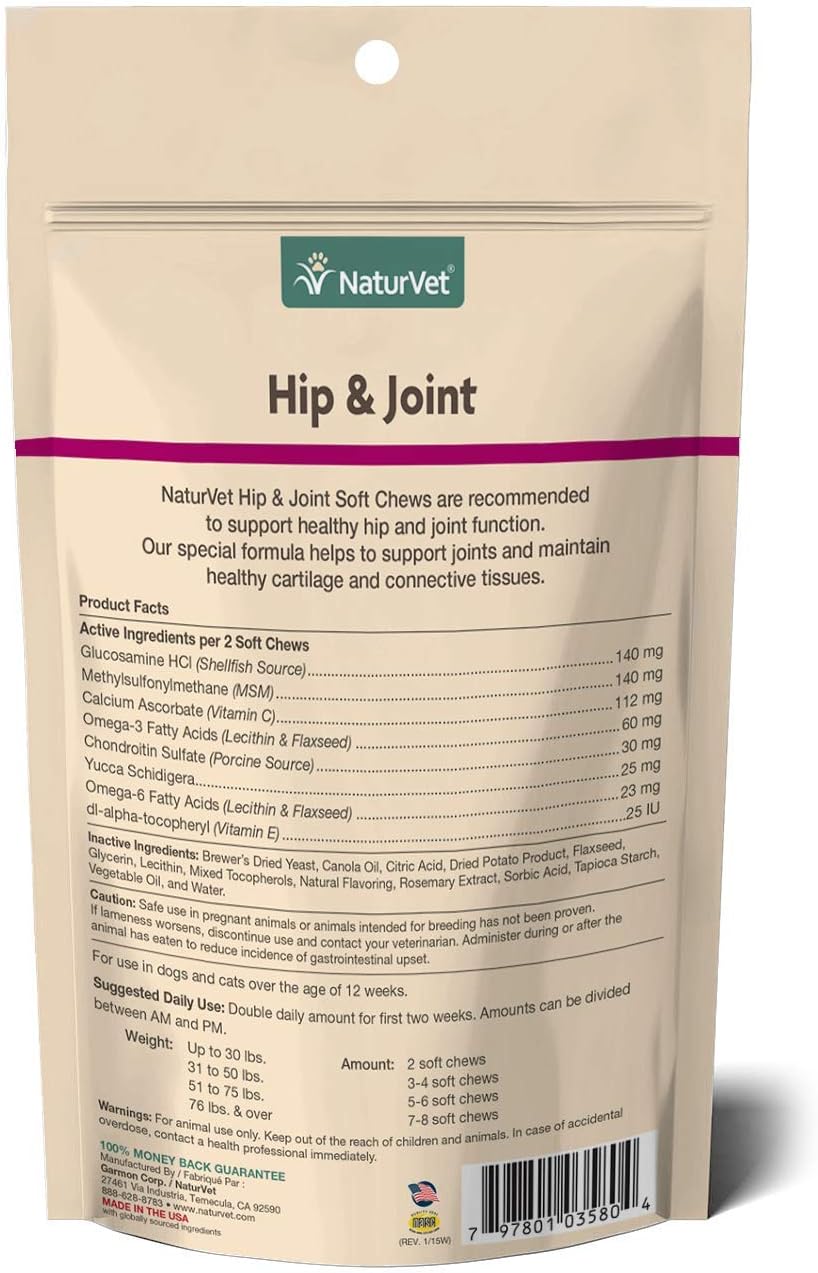 naturvet hip and joint soft chews