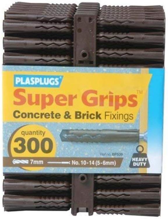 PLASPLUGS PLABP539 Plastic & Nylon Wall Plugs, Multi-coloured, Pack of 300 Brown