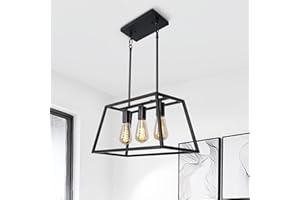 Z ZOSIMIO LIGHT Black Industrial Kitchen Island Chandelier, Modern Farmhouse Island Light Fixtures for Dining Room, Living Room, Bar (3-Light)