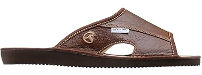 Estro Hausschuhe Herren Leder Herrenhausschuhe - Hausschuh Männer Pantoffel Pantoffeln Pantoletten Slipper Mann Verano