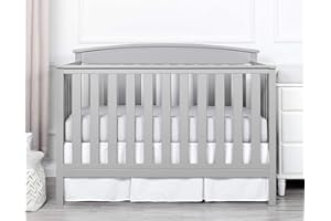 LOVE2SLEEP Crib Pleated Bed Skirt, 100% Egyptian Cotton 800 Thread Count, Mini Crib Size (24" x 38"+10") Inch Drop Toddler Bed Skirt for Baby Boys or Girls - White Solid