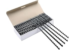 MYFULLY 100 Pack 21 Ring Plastic Comb Binding Spines | 1/4 Inch Diameter, 20 Sheet Capacity, A4, Black Binding Comb (1/4" (20 Sheet Capacity))