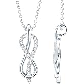 Rosec Jewels Certified Moissanite Infinity Necklace With Silver Chain, D-Vs1 Quality, Moissanite Knot Pendant - Unique Gift For Women