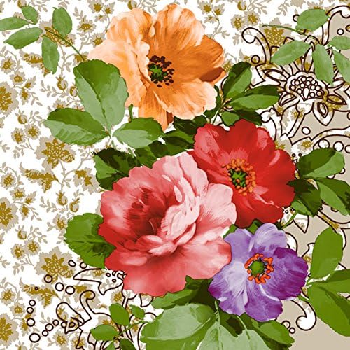 Dining Collection Decorative Floral Paper Lunch Napkins - Floral Devotion, 20 Count, 6.5 inch